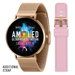 Reflex Active SERIES 42 AMOLED Ultra Slim RG Mesh + Pink Silicone Strap Smart Watch RA42-2210