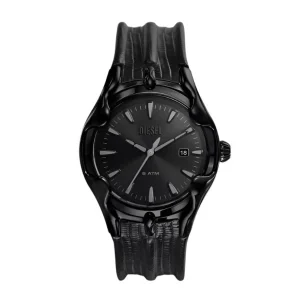 Diesel Vert Three-Hand Black Leather Strap Watch DZ2193