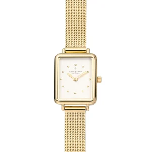 Nordgreen Allure 20mm x 30mm White Dial Gold Mesh Watch