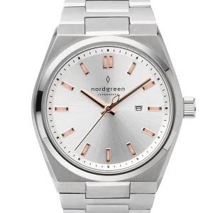 Nordgreen Succession 35mm Silver Dial & Rose Gold Indicies Stainless Steel Strap Watch