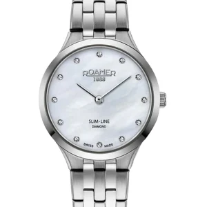 Roamer Slim Line 30mm Mother of Pearl and Diamond Dial Stainless Steel Strap Watch