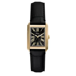 Fossil Carraway Black Croco Leather Black Dial Watch FS6091