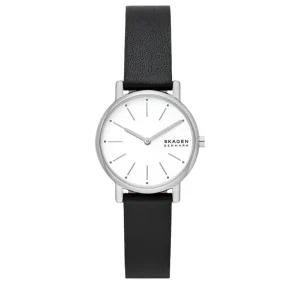 Skagen Signatur Lille Black Leather White Dial Watch SKW3120