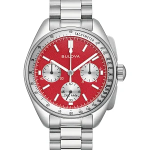Bulova Lunar Pilot Red Dial Stainless Steel Watch 96K115