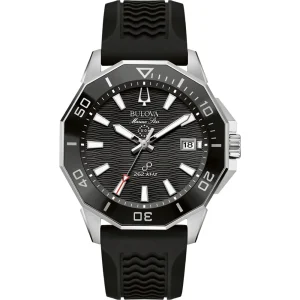 Bulova Marine Star Black Rubber Precisionist Watch with 43cm Stainless Steel Case and 200m Water Resistance 96B432