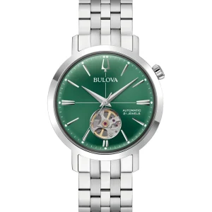 Bulova Dilan Stainless Steel Automatic Green Dial Watch 96A319