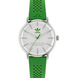 Adidas Code One 38mm White Dial Green Silicone Strap Watch AOSY23023