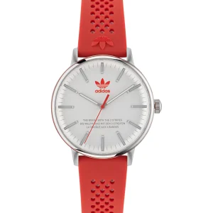 Adidas Code One 38mm White Dial Red Silicone Strap Watch AOSY23024