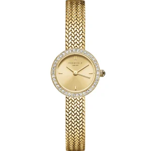 Rosefield Mini Small Edit Crystal Gold Dial Stainless Steel Watch MCGMG-M03