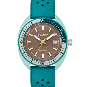 Bulova Snorkel Sea Turtle Brown Dial Rubber Strap Watch 98B446