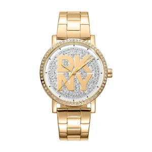 DKNY Soho Logo Silver Dial Stainless Steel Watch DK1L035M0215