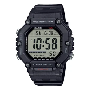 Casio Digital Illuminator Grey Dial Black Resin Band Watch AE1600H-1A