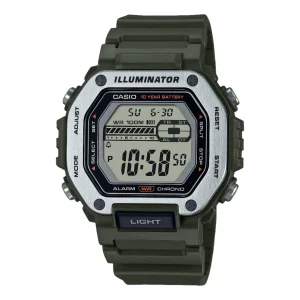 Casio Digital Grey Dial Green Resin Band Watch MWD110H-3A