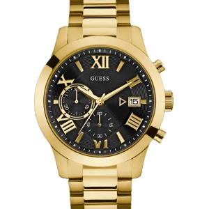 Guess Atlas Black Dial Gold Tone Watch W0668G8