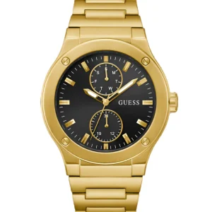 Guess Jet Black Dial Gold Bracelet Multi-function GW0795G4