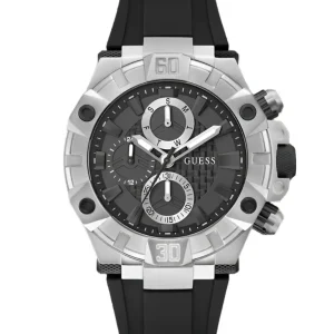 Guess Ignite Black Silver Tone Multi-function Watch GW0802G1