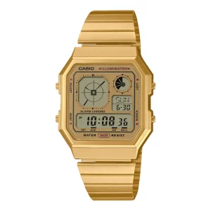 Casio Vintage Analog Display Gold Stainless Steel Watch A130WEG-9A