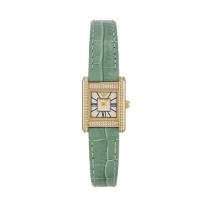 Emporio Armani Two-Hand White Dial Green Leather Strap Watch AR11661