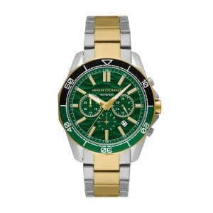 Armani Exchange Chronograph Green Dial Two-Tone Stainless Steel Watch AX1966