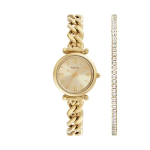 Fossil Carlie Three-Hand Stainless Steel Watch and Bracelet Set ES5387SET