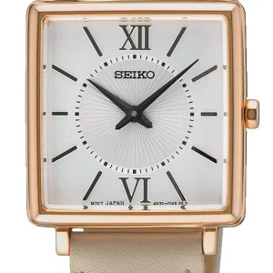Seiko Conceptual Series Rose Gold Beige Band Ladies Watch SWR114P
