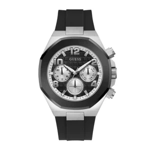 Guess Empire Black Dial Rubber Strap Watch GW0583G1