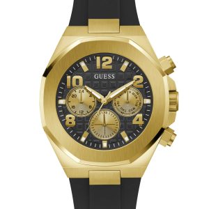 Guess Empire Black Dial Rubber Strap Watch GW0583G2