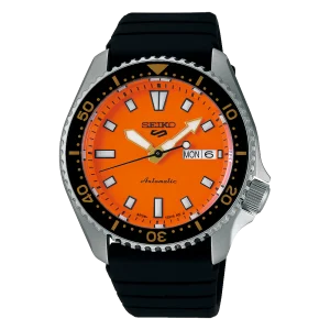 Seiko 5 Sports SKX Series Automatic Orange Dial Rubber Band Watch SRPL89K