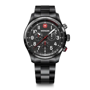 Wenger Terragraph Chrono 43mm Black Stainless Steel Men's Watch 01.0543.117