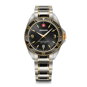 Wenger Executive 40mm Black Dial Two Tone Stainless Steel 200M Men's Watch 01.2031.104