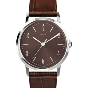 Timex Marlin Hand-Wound Brown Dial 34mm Leather Strap Watch TW2W93300