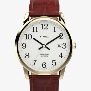 Timex Easy Reader 35 White Dial Brown Leather Strap Watch TW2W95500