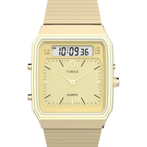 Q Timex® 1982 Ana-Digi Reissue 33mm Gold Stainless Steel Bracelet Watch TW2Y06000