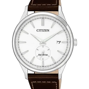 Citizen Eco-Drive Brown Leather Strap White Dial Watch BV1119-14A