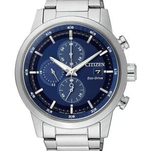 Citizen Eco-Drive Blue Dial Chronograph Stainless Steel Watch CA0610-52L