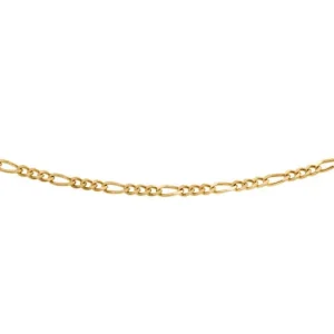 9K Yellow Gold 30 Diamond Cut Figaro 3+1 Necklace 50cm