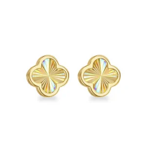 9K Yellow Gold Rainbow Petal Stud Earrings
