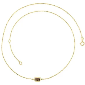9K Yellow Gold Faceted Smokey Quartz Necklace 45cm