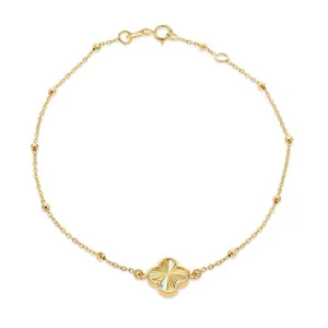 9K Yellow Gold Rainbow Petal Bracelet 17.8-19cm