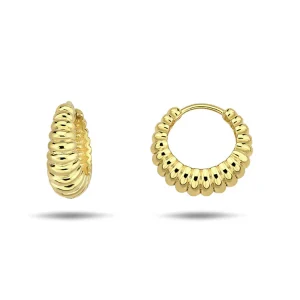 9K Yellow Gold Crossiant Hoop Earrings 15mm