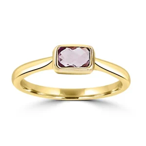 9K Yellow Gold Faceted Amethyst Ring