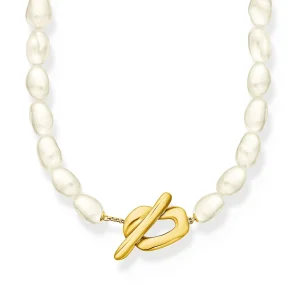 THOMAS SABO Fluid Pearl Necklace in Gold