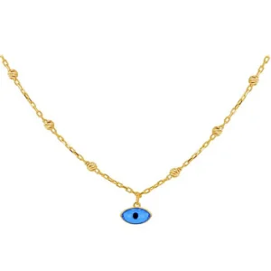 9K Yellow Gold Evil Eye Dc Ball Necklace 41 + 2.5cm