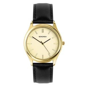 Sekonda Mens Evans 38mm Stainless Steel Quartz Watch Black Strap