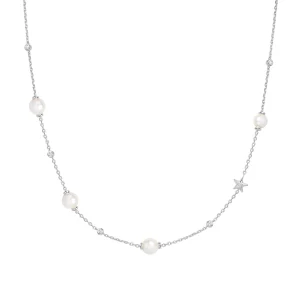Ania Haie Silver Pearl and Star Station Necklace