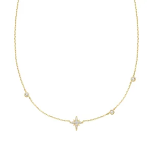 Ania Haie Gold Eight-Pointed Star Cubic Zirconia Station Necklace