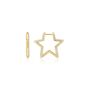 Ania Haie Gold Medium Star Pave Hoop Earrings