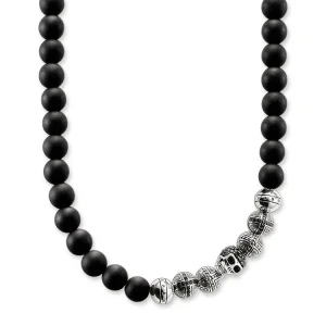 THOMAS SABO Obsidian necklace with skull and crosses