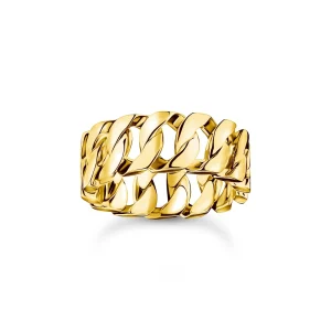 THOMAS SABO Wide gold-plated chain link ring