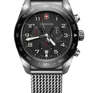 Victorinox Swiss Army Chrono Black Dial Mesh Stainless Steel Band Mens Watch 242048